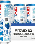 FITAID RX Zero Sugar Encapsulated Creatine Workout Recovery Drink AllInOne Blend BCAAs Glucosamine Turmeric BComplex Naturally Sweetened Blue Raspberry 12 Fl Oz Pack of 12