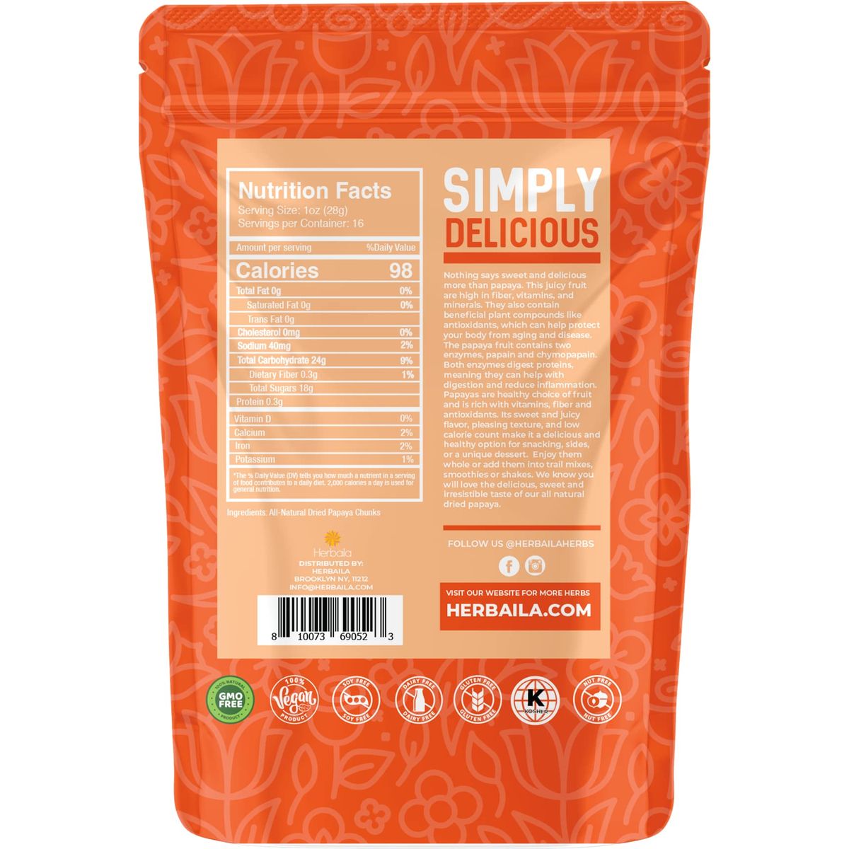 Dried Papaya Chunks 1 Pound Dried Papaya Fresh Paw Paw Tree Diced Papaya Fruit Lightly Sweetened All Natural NonGMO 16 Ounces