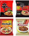 Nongshim Variety Pack Ramen Shin Ramen Shin Black Ramen Neoguri Chapagetti Noodle 45 Ounce Pack of 4  Korean Ramen Gift Set KFoods BTS Challenge