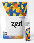 Zest Caffeine, L-Theanine, & Alpha GPC - Focus & Electrolyte Hydration Powder - Pineapple Blueberry - Mix w/Water - 14 Packets - Nootropic Brain Booster Supplement Drink - Low Sugar Liquid Enhancer