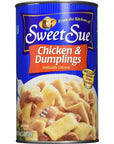 Sweet Sue Chicken  Dumplings  Scratch Made Canned Chicken Dumplings 14 Grams of Protein Per Serving  Food Service Size for Cafeteria Bulk Pantry  48 oz Can Pack of 1