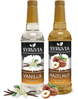 Syruvia Coffee Syrup Variety Pack  Vanilla  Hazelnut GlutenFree Kosher 254 fl oz Bottles  Enhance Your Coffee Experience with Premium Flavoring Syrups