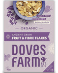 Doves Farm Organic Ancient Grains Cereal Fruit  Fibre Flakes  375g  Nutritious Breakfast Cereal with a Blend of Ancient Grains  Delicious Fruits and High Fiber  Whole Grain Cereal