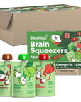 Brainiac Applesauce Variety Pack Pouches Apple AppleCinnamon  AppleStrawberry Flavors Unsweetened Applesauce with Immune Boosting Vitamin C Omega3s  Choline 40 Count 32 oz