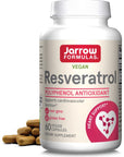 Jarrow Formulas Resveratrol 100 mg - 60 Veggie Capsules - Resveratrol + Vitamin C Supplement - Antioxidant, Cardiovascular, Anti-Aging Support - 60 Servings