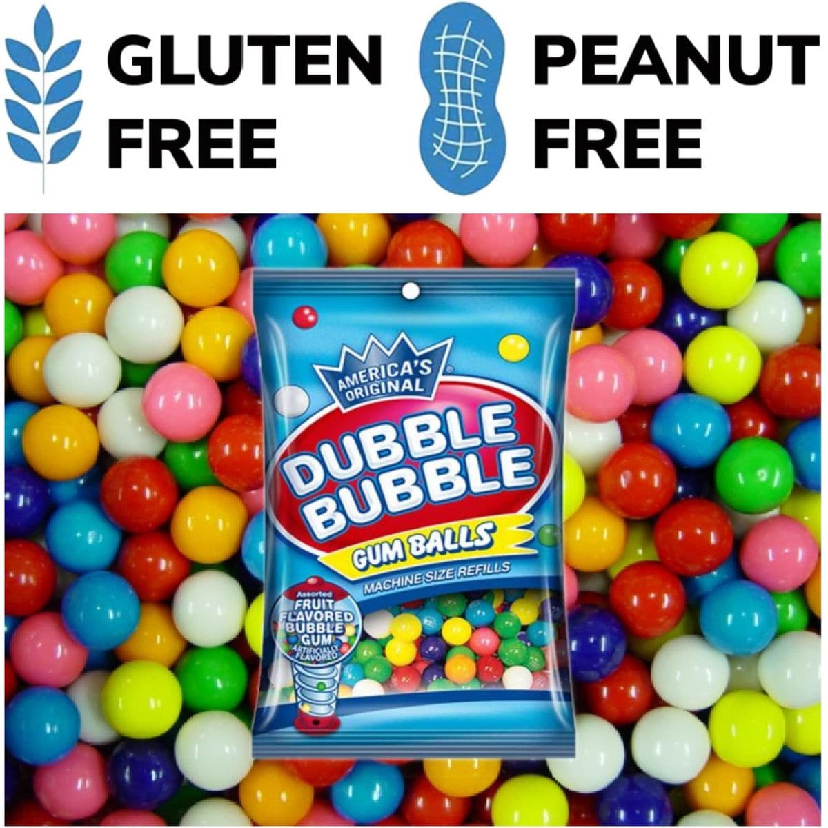 Dubble Bubble Mini Gumball Machine Refills 5 oz Bag 2Pack 12 inch 13mm Assorted Fruit Flavor Bubble Gum Bundle With Galley Grove SugarFree Breath Mints