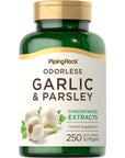 Piping Rock Odorless Garlic and Parsley Pills | 500mg | 250 Softgel Capsules | Concentrated Herbal Extract | Non-GMO, Gluten Free Supplement