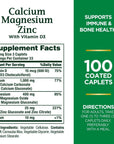 Nature's Bounty Calcium Magnesium & Zinc Caplets, Immune & Supporting Bone Health, 100 Count