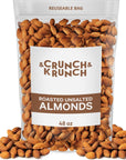 Roasted Almonds Unsalted  Fresh and Delicious Guilt Free Healthy Keto Snack Whole Unsalted Nuts Steam Pasteurized Packed in Resealable Bag Low Calories Vegan GlutenFree 3lb