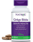 Natrol Brain Health Ginkgo Biloba 120mg, Dietary Supplement for Brain Health and Memory Support, 60 Capsules, 60 Day Supply