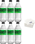 Sprite Zero Sugar 20 Ounce Bottles Pack of 6 with Bay Area Marketplace Napkins