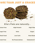 ELLA’S FLATS® Everything All Seed Savory Crisps - All Natural, Gluten Free, Good Source of Protein, High Fiber, Vegan and Keto Friendly (3 Pack)