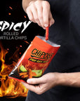 Chipoys Fiery Spicy Tortilla Chips, Crunchy Fire Red Hot Pepper Snacks, Flaming Jalapeno Lime Chips, Gluten-Free, Protein Chip, 4 oz Bags, Pack of 8