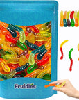 Fruidles Large Gummi Worms Candy Assorted Fruit Flavors Gummies Allergy Friendly NonGMO No Artificial Sweeteners Gummy 1 Pound