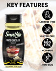 Sugar Free WHITE CHOCOLATE Syrup Zero Calories and Fat Free Topping 111 FL OZ  No Sugar White Chocolate Syrup Dessert Topping GlutenFree NonGMO Vegan and Keto Friendly  ServiVita