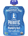 Mamma Chia Organic Prebiotic Squeeze Snack Blueberry Acai FiberRich Prebiotic Gut SupportUSDA Organic NonGMO Vegan Gluten Free 35 Ounce Pack of 24