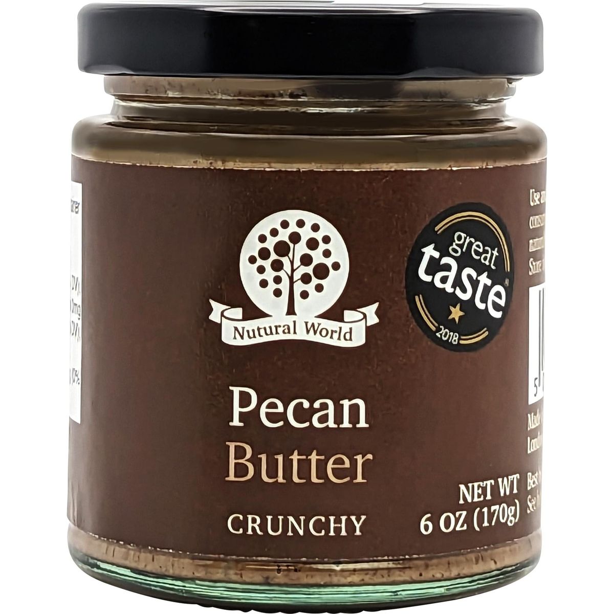 Nutural World - Crunchy Pecan Nut Butter 6 Oz (170g) Great Taste Award winner - Pure 100% single ingredient