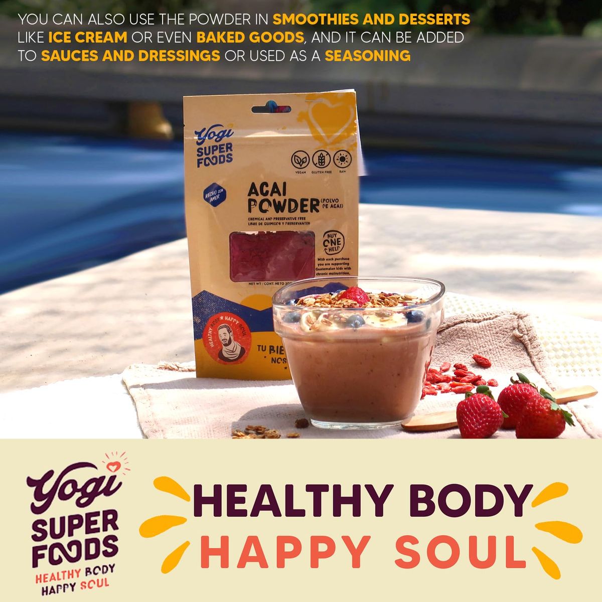 Yogi Super Foods Acai Berry Powder Freeze Dried Acai Powder  Organic Acai Powder for Smoothie Bowls High in NutrientDense Antioxidants Made from Brazilian Acai Trees  Vegan Gluten Free