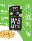 SILO Nuts Organic Hazelnuts 7 oz Roasted Filberts Toasted Blanched Whole Hazelnut Shelled GMOFree Nuts Vegan Kosher Great Snack for Parties Great Gift for a Healthy Diet