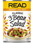 READ 3 Bean Salad  Classic Three Bean Salad  Tangy Sweet  Delicious  Cut Green Beans  Cut Wax Beans  Kidney Beans  Sugar Vinegar Onion Bell Peppers  Seasoning  15 oz Can Pack of 12