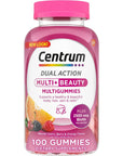 Centrum MultiGummies Multi+ Beauty Dual Action Multivitamin, Specially Designed with Biotin for Healthy Hair, Skin and Nails, Cherry/Berry/Orange Flavors - 100 Count