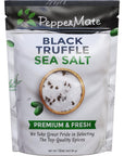 Black Truffle Sea Salt Blend - 12 oz. Sophisticated Umami Coarse Salt for Salt Grinder - Truffle Seasoning for Steak, Chicken, Popcorn, Barbecue, and More - Premium Spices and Seasonings by PepperMate