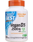 Doctor's Best Vitamin D3 2500IU with Vitashine D3, Non-GMO, Vegan, Gluten & Soy Free, Regulates Immune Function, Supports Healthy Bones, 60 Count