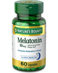 Nature's Bounty Melatonin, 100% Drug Free Sleep Aid, Dietary Supplement, Promotes Relaxation and Sleep Health, 10mg, Green, 60 Count