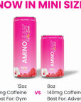 AminoLean Berry Alixir Energy Drink MINIS  Sugar Free Anytime Energy with Natural Caffeine No Jitters Tingles or Crash Vegan Amino Acids 8 oz 12 Pack