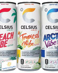 CELSIUS Energy Drink Tropical and Arctic - 12 Fl Oz each (Variety Pack of 6)