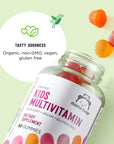 Amazon Brand - Mama Bear Organic Kids Multivitamin, 60 Gummies, 1 Month Supply (Packaging May Vary), Berry, Cherry & Orange