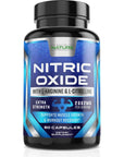 Nitric Oxide Supplement L Arginine Extra Strength - Citrulline Malate, AAKG, Beta Alanine - Premium Muscle Supporting Nitric Booster for Strength & Energy to Train Harder - 60 Capsules