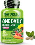 NATURELO One Daily Multivitamin for Women - Energy Support - Whole Food Supplement to Nourish Hair, Skin, Nails - Non-GMO - No Soy - Gluten Free - 120 Capsules - 4 Month Supply