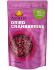 Amrita Dried Cranberries 2 lb  Sweetened with Apple Juice Unsulfured Gluten Free nonGMO No Preservatives  Packed Fresh in Resealable Bags  Fruit Snacks Salads Baking