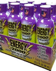 Global Brands Energy 2000 Drink Shot Packs Over 220mg of Caffeine No Crash 482oz Bottles Pack of 48 Grape