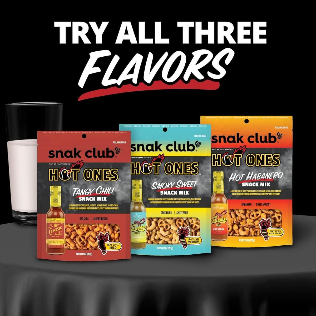 Snak Club x Hot Ones Hot Habanero Snack Mix Spicy Snacks with Peanuts Pretzels Sesame Sticks Toasted Corn  Cashews Inspired by Hot Ones Hot Sauce 10 oz Bag