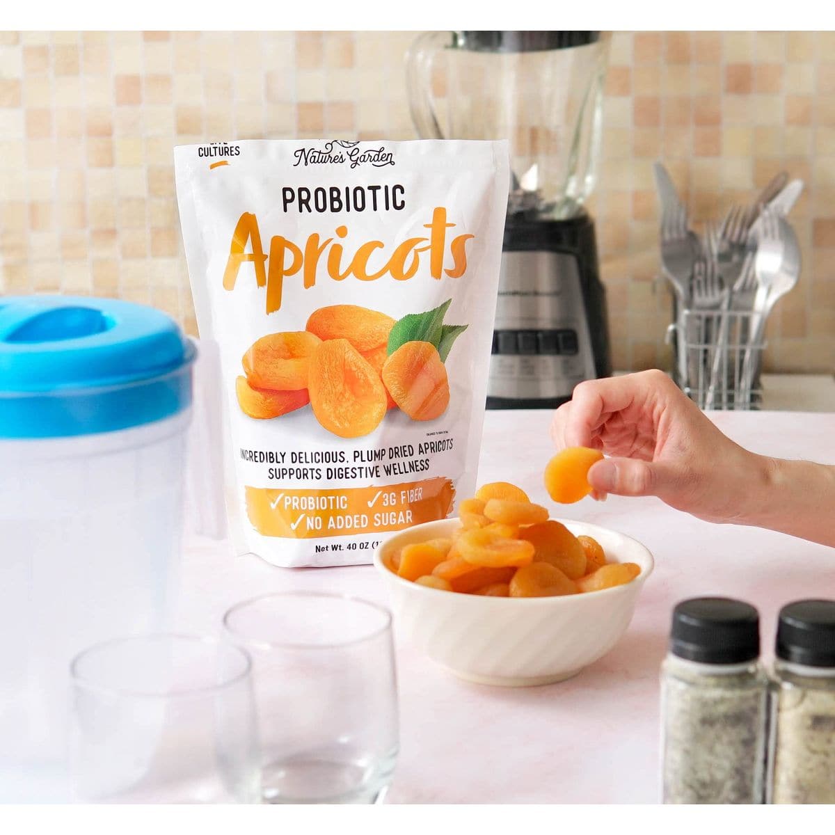 Natures Garden Probiotic Apricots  Probiotic Dried Fruit Plump Dried Apricots No Added Sugar GlutenFree DairyFree Vegan  Bulk 40 Oz Bag Pack of 2