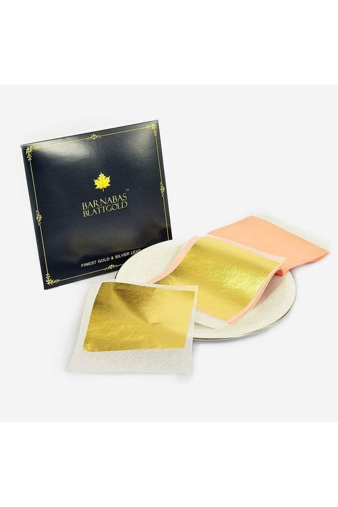 Barnabas Blattgold: Genuine Edible Gold - Luxury Gold Leaf Sheets - Barnabas Gold - Loose Gold Leaf for Cakes - 3.1 inches per sheet - Book of 25 Sheets