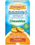 Emergen-C Immune+ Chewables 1000mg Vitamin C with Vitamin D Tablet, Immune Support Dietary Supplement for Immunity, Orange Blast Flavor - 42 Count