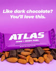 Atlas Protein Bar 20g Protein 1g Sugar Clean Ingredients Gluten Free Dark Chocolate Almond 12 Count Pack of 1