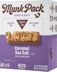 Munk Pack Nut & Seed Bar Caramel Sea Salt | 1g Sugar, Low Carb & Keto, 5g Protein | Gluten Free, Plant Based, Zero Added Sugar | Sweet & Salty Breakfast & Snack Bars | 12 Count