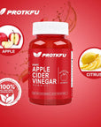 ProTKFU Apple Cider Vinegar Gummies - ACV Gummies for Weight Loss - Vegan, Gluten-Free, Vitamin B12, B9 - Best Detox & Cleanse Supplement for Healthy