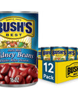 BUSHS BEST 16 oz Canned Dark Red Kidney Beans Source of Plant Based Protein and Fiber Low Fat Gluten Free Pack of 12