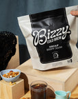 Bizzy Cold Brew Coffee  Decaf Blend  Water Process  Coarse Ground Coffee  Micro Sifted  Specialty Grade  100 Arabica  Brew Bags  12 Count  Makes 42 Cups