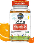 Garden of Life Kids Organic Vitamin D3 Gummies with 800 IU (100% Daily Value) for Strong Bones, Teeth, Brain & Immunity - Non-GMO, No Gluten, Vegetarian, Sugar Free, Orange Flavor, 60 Servings