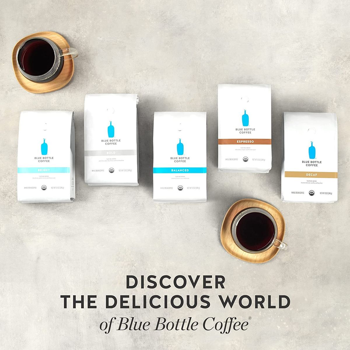 Blue Bottle Whole Bean Organic Coffee Espresso Dark Roast 12 Ounce bag Pack of 6