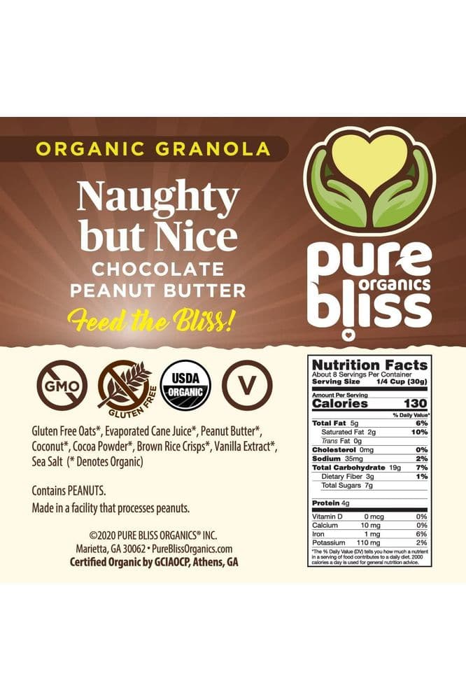 Pure Bliss Organic Granola Variety Pack, Gluten Free, Best Tasting, Non-GMO, Healthy Snack, Simple Real Food Ingredients, Includes One Of Each: Cashew Butter Hemp, French Almond Vanilla, Chocolate Peanut Butter (3 x 11 oz Pouches)