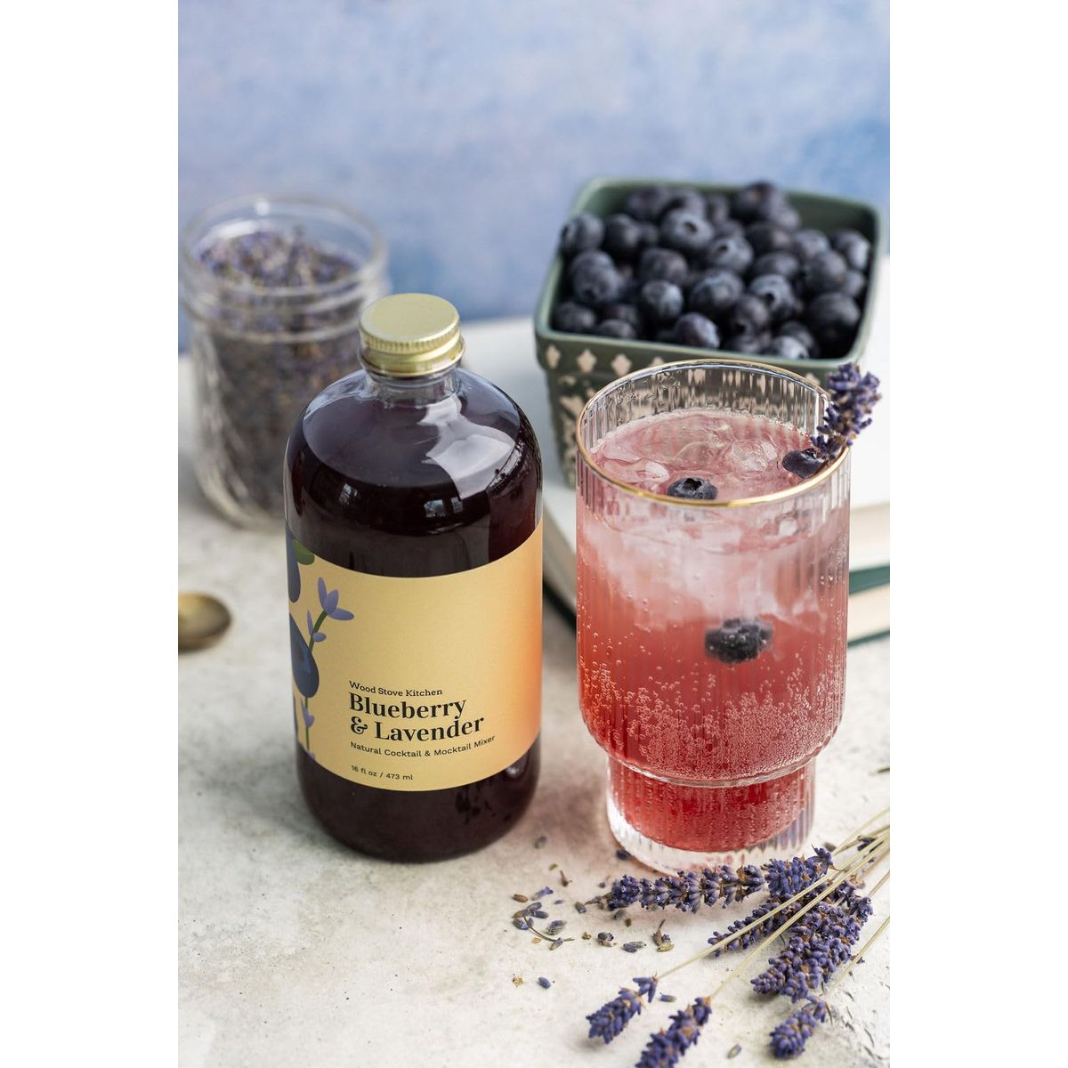 Wood Stove Kitchen  Blueberry  Lavender Mix  Cocktail  Mocktail Mixer  Natural Craft Syrup with Tasty Flavors  Concentrated  Alcohol Free  Aromatic Honey 16 oz