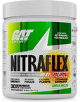 GAT SPORT NITRAFLEX Burn, Pre Workout Thermogenic Powder, Apple Melon, 30 Servings